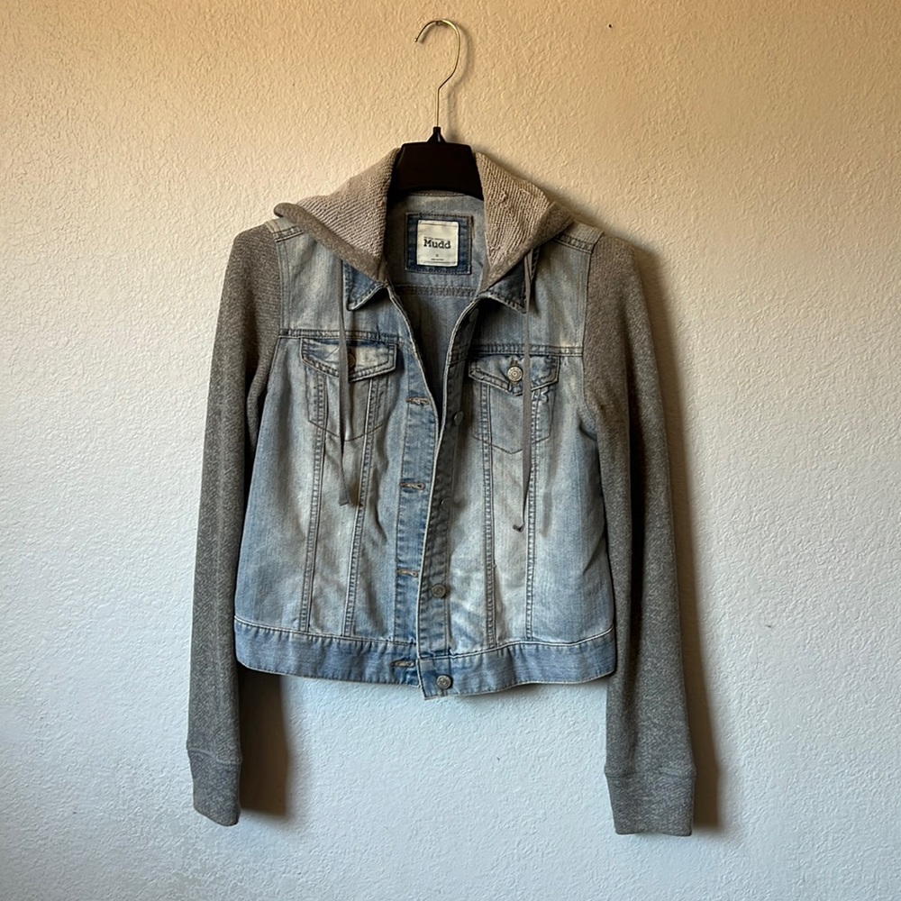 Mudd Denim and Sweatshirt Jacket with Hood Size M